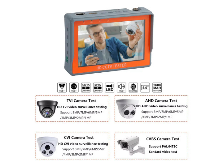 Монітор тестер Pomiacam відеоспостереження CVBS+AHD(8MP)+TVI(8MP)+CVI(8MP) всі види камер для налаштування відеокамер IV5 Монітор тестер Pomiacam відеоспостереження CVBS+AHD(8MP)+TVI(8MP)+CVI(8MP) всі види камер для налаштування відеокамер IV5