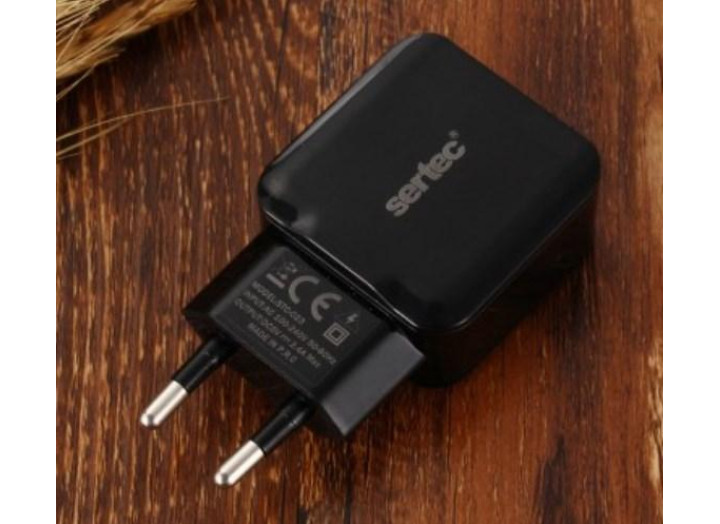 Мережева зарядна пристрій - адаптер USB Sertec ST-023 10W/2400 mAh 2 Usb + кабель Type-C, для телефону та планшета