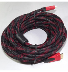 HDMI-HDMI кабель 30м v1.4, 2 фільтри, оплетка, Ø7.4мм, круглий, Black/Red, конектор Red/Black (Q80)