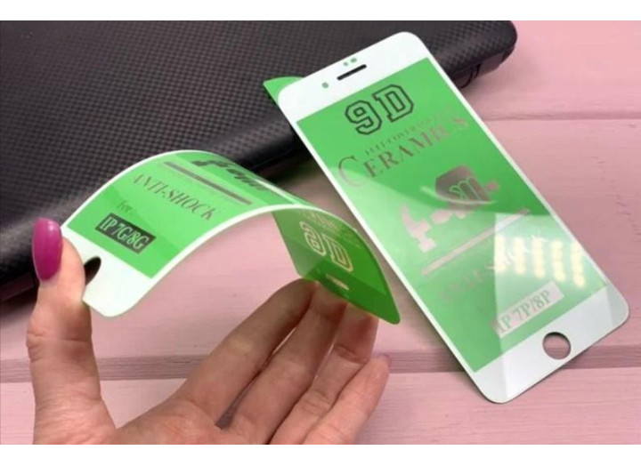 Керамічне гнучке захисне скло для iPhone 6 Plus / 6S Plus біле, твердість 9H, олеофобне покриття