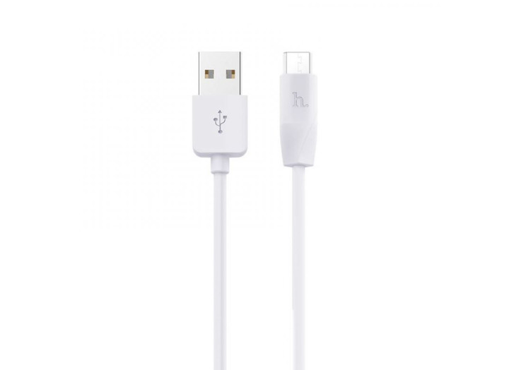 USB кабель HOCO MicroUSB (X1), 1м білий, силіконовий, стандартний, для зарядки та передачі даних