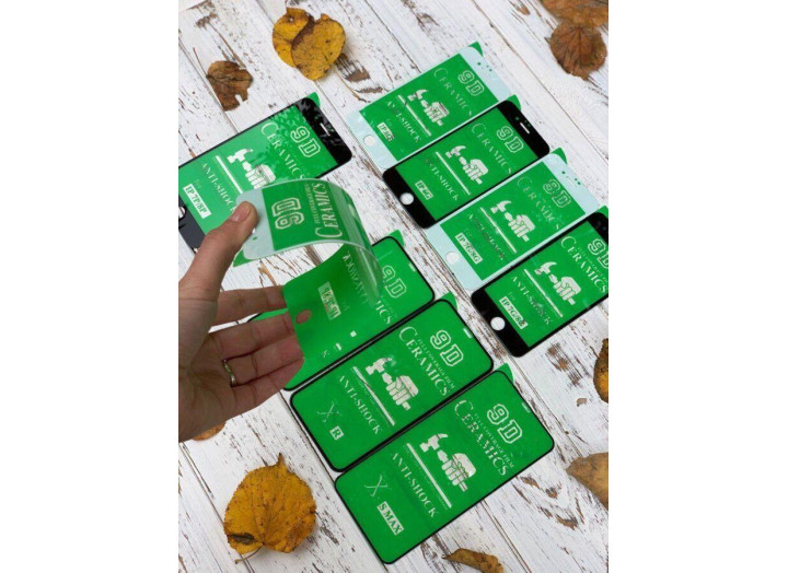 Керамічне гнучке захисне скло для iPhone 7/8 SE2020 Чорне, твердість 9H, олеофобне покриття