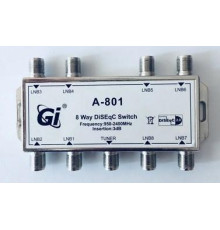Комутатор DiSEqC 8x1 A-801 Galaxy Innovations, робоча частота 950-2400 МГц, вносиме затухання 3 dB