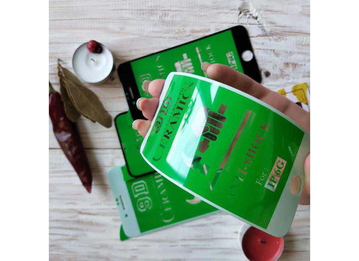 Керамічне гнучке захисне скло для iPhone 7/8 SE2020 Чорне, твердість 9H, олеофобне покриття