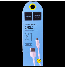 USB кабель HOCO MicroUSB (X1), 1м білий, силіконовий, стандартний, для зарядки та передачі даних