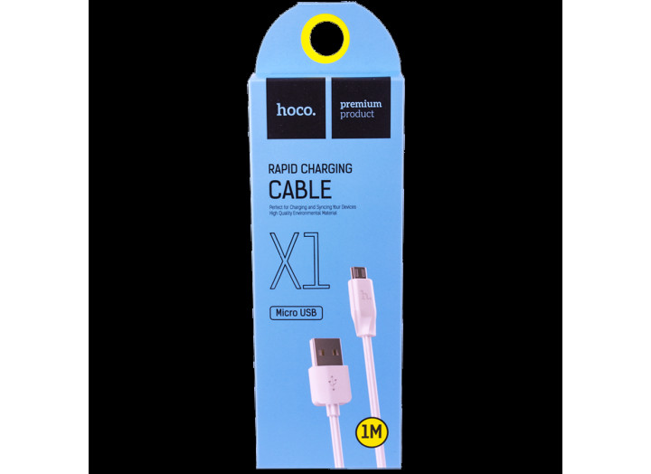 USB кабель HOCO MicroUSB (X1), 1м білий, силіконовий, стандартний, для зарядки та передачі даних