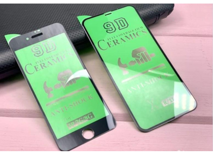 Керамічне гнучке захисне скло для iPhone 6 / 6S колір чорний, твердість 9H, олеофобне покриття