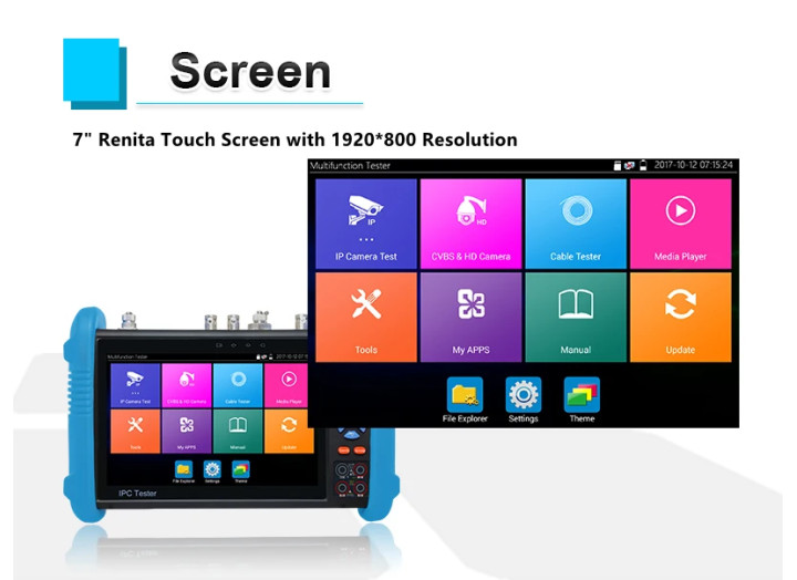 Монітор тестер відеоспостереження IPC-9800CADH PRO 8MP IP CVI TVI AHD 8MP POE 12В, Wi-Fi, 7-дюймовий екран IPS