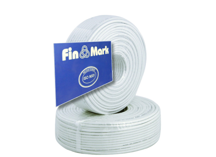 TV кабель 75 Ом FinMark RG-6 білий, довжина 100 м, для супутникового та цифрового телебачення