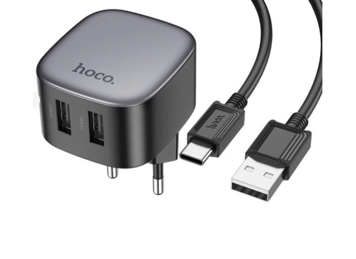 Мережевий зарядний пристрій QC 3.0 Hoco CS34A 10.5W / 2.1A 2xUSB + кабель Type-C Black QC 3.0 