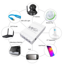 Mini UPS Джерело безперебійного живлення WGP WGP103C білий (USB 5v, 5v-12V-12v) 59.20WH/16000 mAh до 8 годин роботи