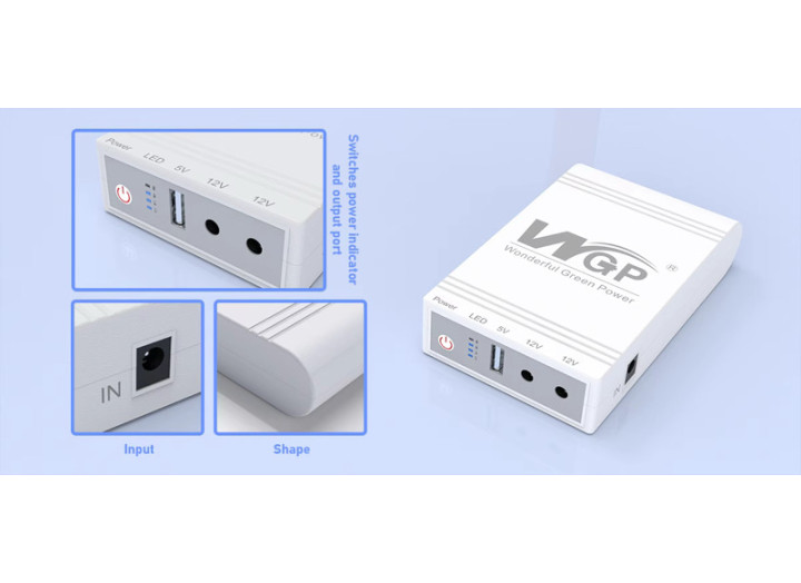 Mini UPS Джерело безперебійного живлення WGP WGP103C білий (USB 5v, 5v-12V-12v) 59.20WH/16000 mAh до 8 годин роботи