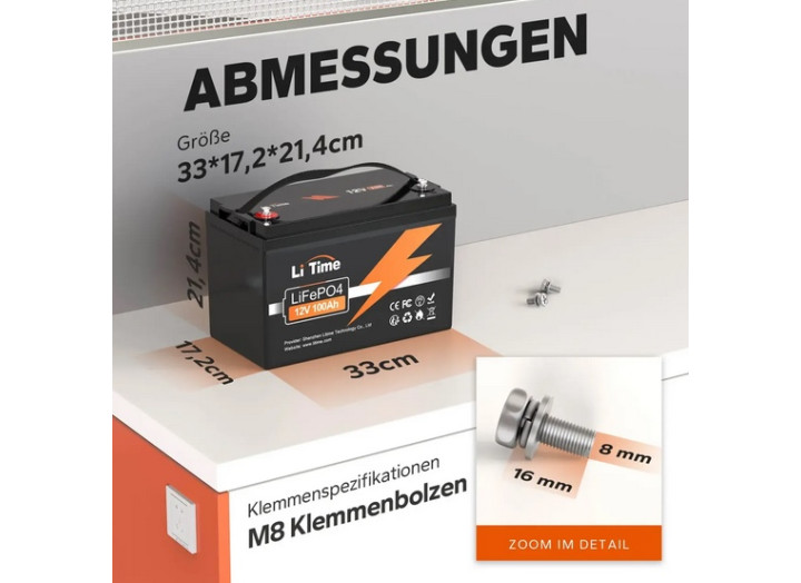 Аккумулятор LiTime LiFePO4 12.8V 100Ah 100A BMS