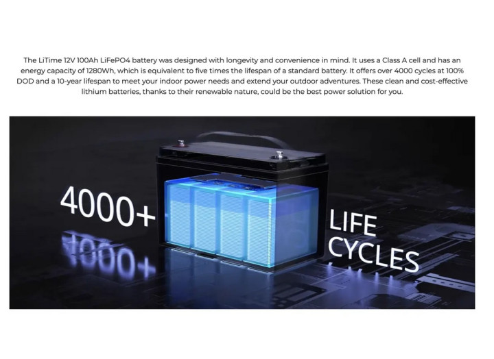 Аккумулятор LiTime LiFePO4 12.8V 100Ah 100A BMS