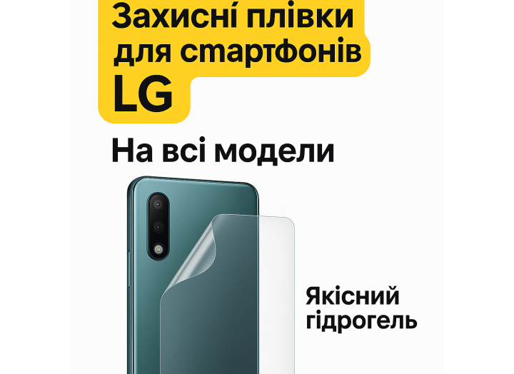 Броньована гідрогелева плівка LG – захист задньої кришки смартфона Броньована гідрогелева плівка LG – захист задньої кришки смартфона