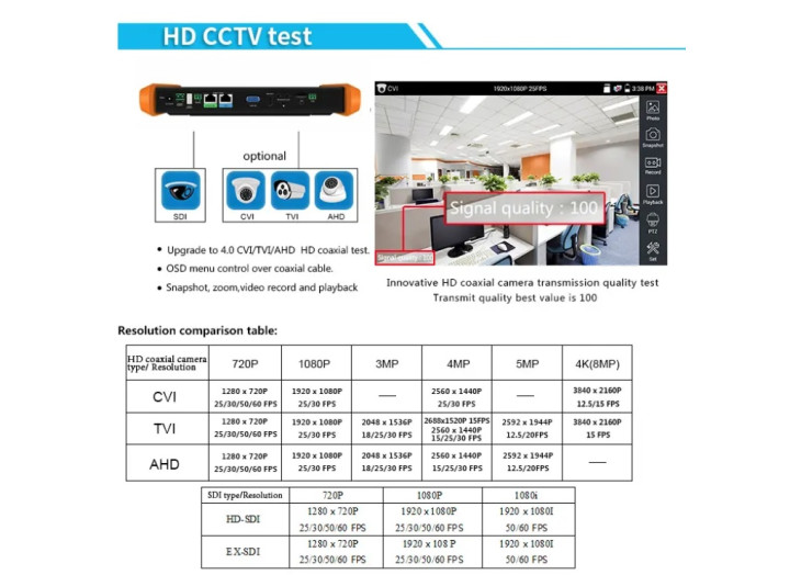Сервісний монітор-тестер ET-IPCH12ADHS 8" – 8MP IP/CVI/TVI/AHD, POE, 12В, HDMI 4K, 8K H.265 Сервісний монітор-тестер ET-IPCH12ADHS 8" – 8MP IP/CVI/TVI/AHD, POE, 12В, HDMI 4K, 8K H.265