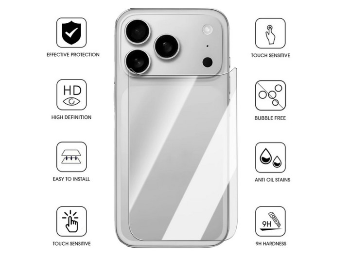 Гідрогелева плівка на екран Броньована iPhone 17 / 17 Pro / 17 Pro Max / 17 Air протиударна + задня кришка, повне покриття  