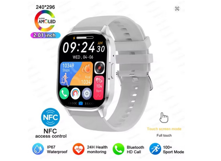 Жіночий смарт-годинник KAVSUMI. 2.01" AMOLED з Bluetooth, NFC і виміром тиску Жіночий смарт-годинник KAVSUMI. 2.01" AMOLED з Bluetooth, NFC і виміром тиску