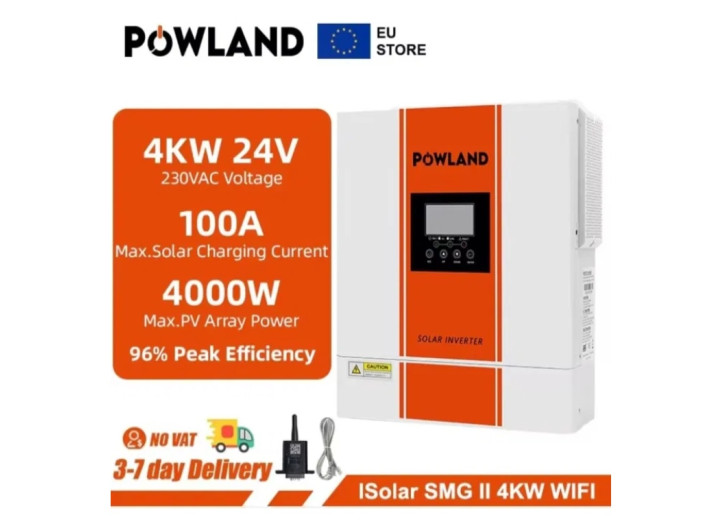 Комплект резервного живлення Powland ISolar_II_4KW_WiFi_PL з WiFi-модулем акумулятором 200Ач / 24В (гібридний інвертор + батарея)