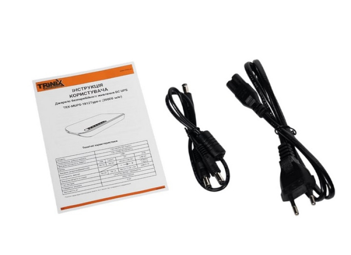 Джерело безперебійного живлення DC UPS Trinix TRX-MUPS-1812 Type-C (20000mAh LiFePo4) 5V/9V/12V/24V/PoE, LiFePo4 4*5Ah