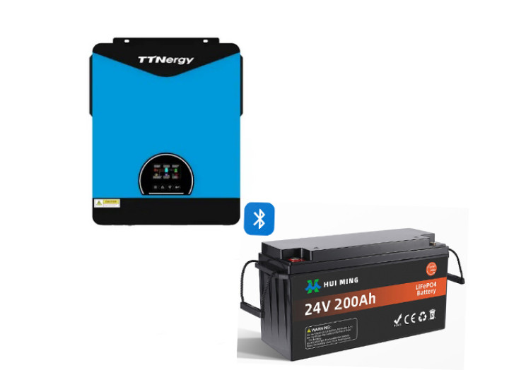 Комплект резервного живлення 4.2 кВт TTN TECO / 24 В з LiFePO4 акумулятором 200 А·год (гібридний інвертор, MPPT, чиста синусоїда)