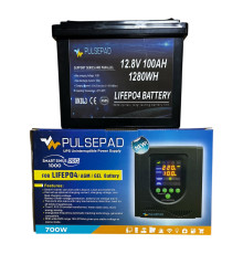 Комплект резервного живлення Pulsepad SMART SINUS PRO 1000 + LiFePO₄ АКБ 12В 100Ah 