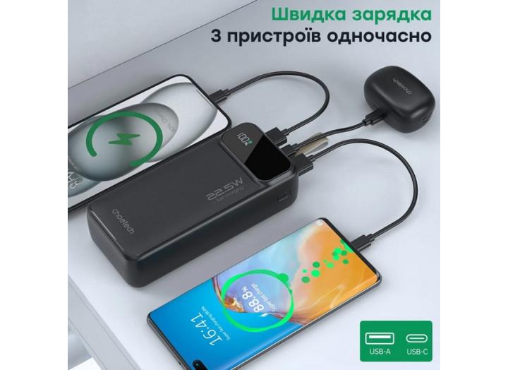 Повербанк 20000mAh Choetech B729 Black 22.5W QC3.0 PD3.0