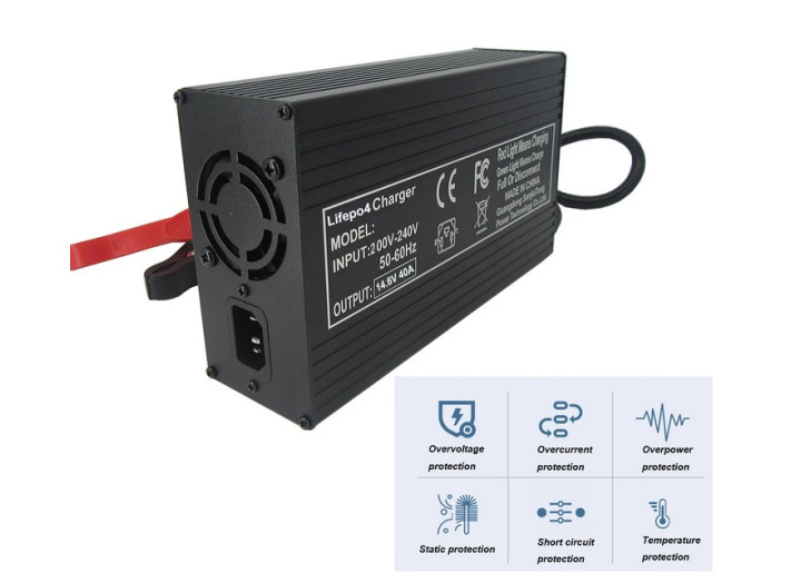 Потужний зарядний пристрій 40A 14,6В для LiFePO4 акумуляторів 12В з системами захисту