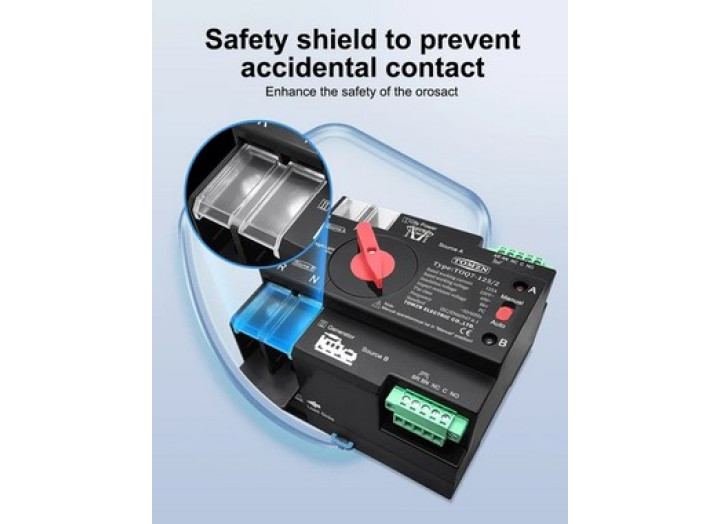  АВР Tomzn Автоматичний перемикач резервного живлення   TOMZN 125A 2P 220В AC, однофазний АВР TOMZN TOQ7 Mini ATS