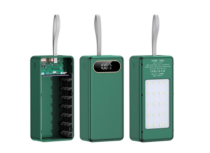 Повербанк 63 000 мА·год | 22,5 Вт (USB / Type-C / DC) з вибором напруги 5В / 9В / 12В