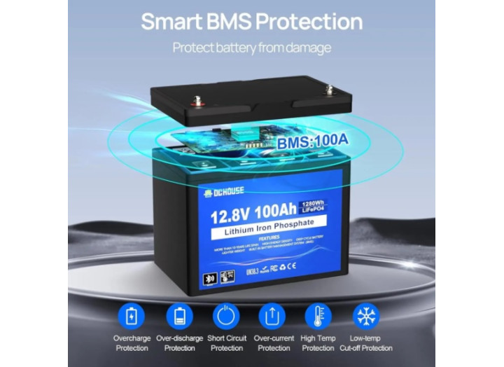 Акумуляторна батарея LiFePO4 12.8V/100Ah з Bluetooth  DC HOUSE 12v 100ah  Тривалий термін експлуатації: 4000+ циклів  