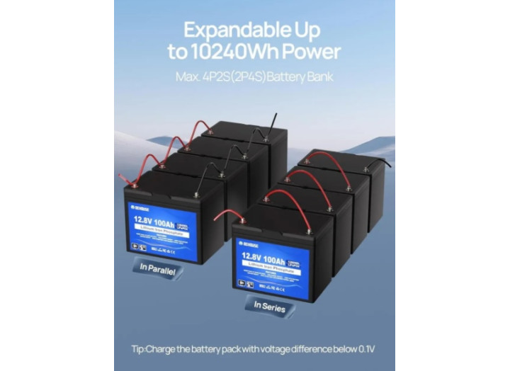Акумуляторна батарея LiFePO4 12.8V/100Ah з Bluetooth  DC HOUSE 12v 100ah  Тривалий термін експлуатації: 4000+ циклів  