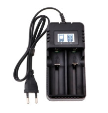 Зарядний пристрій Li-ion для акумуляторів LCD дисплей 2 слоти для 3.7В 26650/18650/14500/16340 Li-ion  USB-живлення