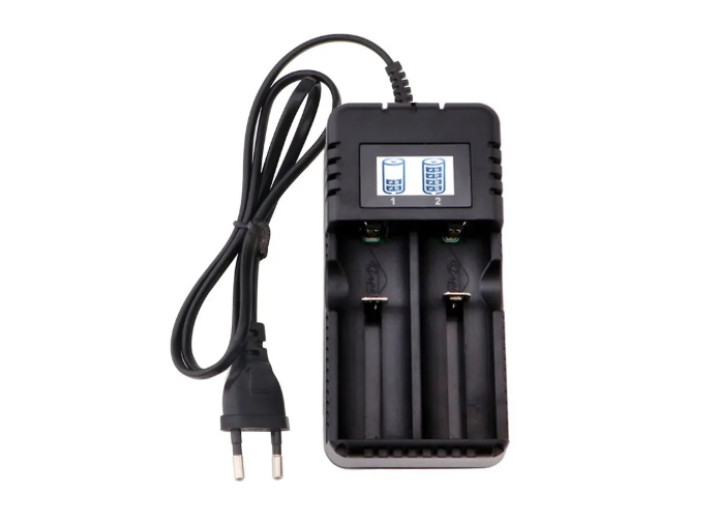 Зарядний пристрій Li-ion для акумуляторів LCD дисплей 2 слоти для 3.7В 26650/18650/14500/16340 Li-ion  USB-живлення