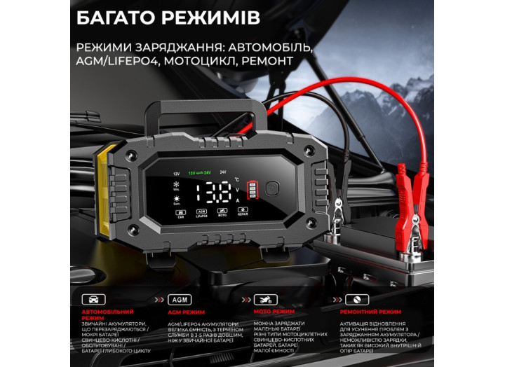 Зарядний пристрій для акумулятора FOXSUR (12V/10A-24V/5A) FPT-100 