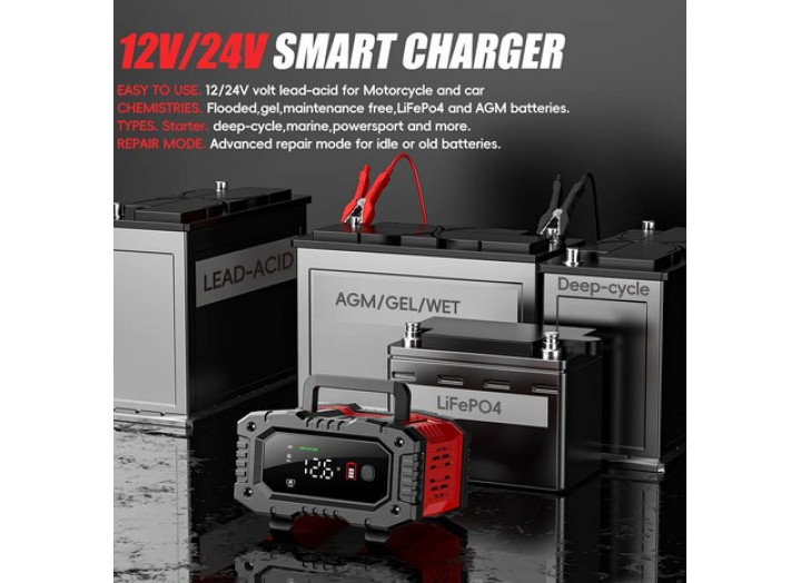 Зарядний пристрій для акумулятора FOXSUR (12V/20A-24V/10A) FPT-200