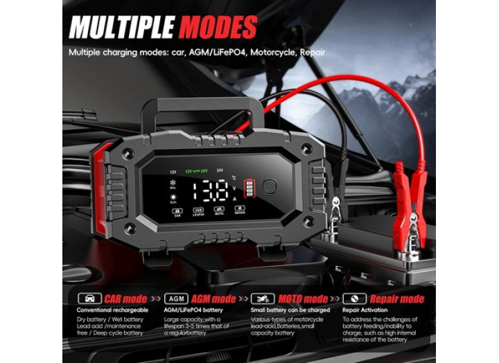 Зарядний пристрій для акумулятора FOXSUR (12V/20A-24V/10A) FPT-200