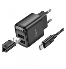 Мережевий зарядний пристрій Hoco C141A Smart, Type-C, З кабелем, Чорний