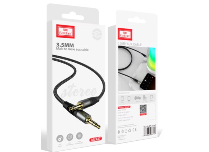 Аудио Кабель AUX Earldom ET-AUX23 (1м, Aux 3.5mm - Aux 3.5mm