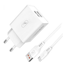 Мережевий зарядний пристрій SkyDolphin SC30T 2USB, 2.1A White  + кабель Type-C
