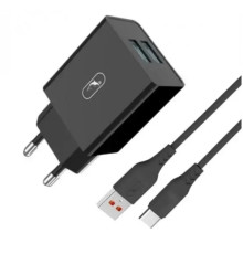 Мережевий зарядний пристрій SkyDolphin SC30T 2USB, 2.1A  + кабель Type-C