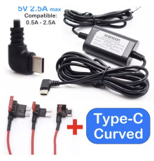 Кабель режиму паркування Type-C (кутовий) 5V 2.5A Hardwire Kit для відеореєстраторів + комплект адаптерів запобіжників