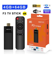 Смарт ТБ приставка Android  ТВ-приставка Ultra HD 4K Android TV Stick MX10-F3 Mini 4/64GB