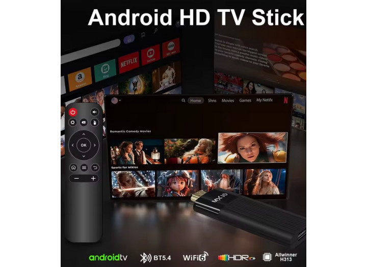 Смарт ТБ приставка Android  ТВ-приставка Ultra HD 4K Android TV Stick MX10-F3 Mini 4/64GB