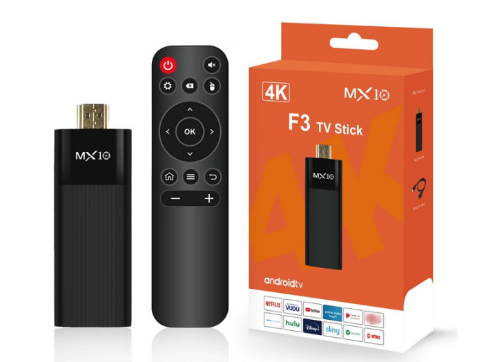 Смарт ТБ приставка Android  ТВ-приставка Ultra HD 4K Android TV Stick MX10-F3 Mini 4/64GB