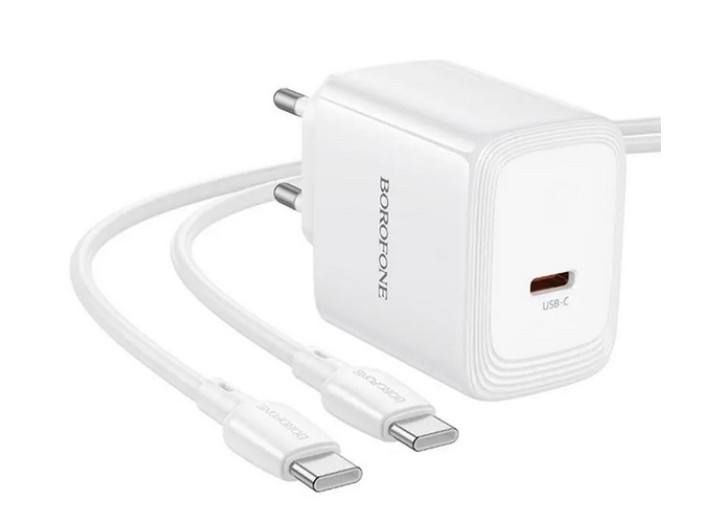 Зарядне мережеве Borofone BN33 Fuente PD40W (1USB-C) + кабель Type-C to Type-C White