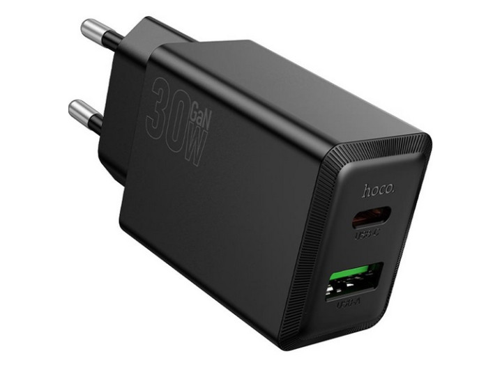 Зарядне мережеве  Hoco N71 Nuevo PD30W+QC3.0 (1USB-A/1C) Black\White