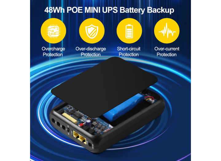 SMART MINI UPS MU-200-48V LiFePO4 48Wh, ДБЖ для роутера, ONU, PoE 24V/48V, 30W