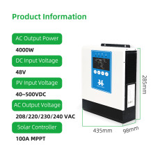 Гібридний сонячний інвертор HMX ENERGY 4000W 48V MPPT 100A | Чиста синусоїда | PV 40–500V
