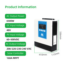 Гібридний сонячний інвертор HMX SYP48V6.5KW 6500Вт 48В MPPT 160A Pure Sine Wave Wi-Fi для LiFePO4 AGM GEL